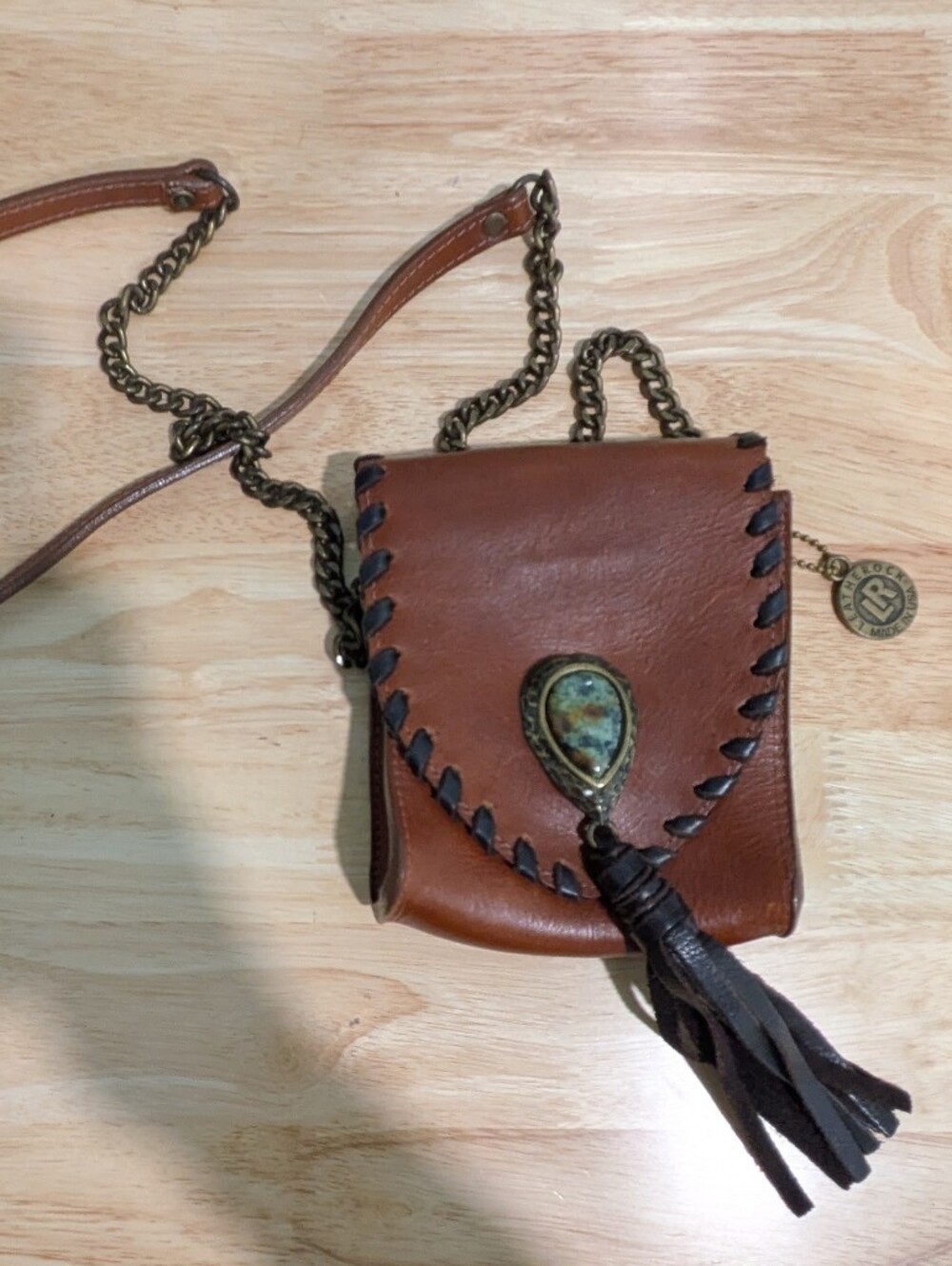 Leatherock USA Leather Crossbody Mini Bag Western Pouch Stone